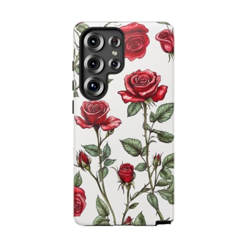 Coque Samsung S25 Ultra motif botanique rose rouge rigide brillante protège votre smartphone