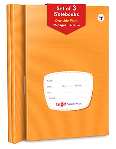TARGET PUBLICATIONS Single Line Interleaf Notebooks| One Side Blank/Unruled & One Side Ruled | 76 Pages | 17 cms x 27 cm Approx | Pack of 3 | for Children School and Office Use | GSM 58 (New_1268)