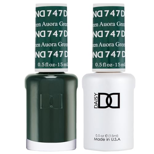 DND Gel Polish Set - 1 each of Gel Polish and Nail Polish, 747 Auora Green, 0.5 Fl Oz