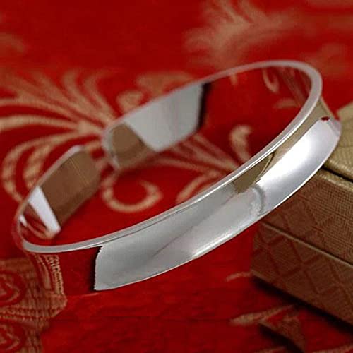 Bracelet en argent 925 pour femme : manchette concave réglable classique