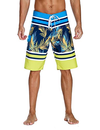 Image of unitop Men's Bathing Board Trunks Beach Shorts Holiday Hawaiian Colorful Striped