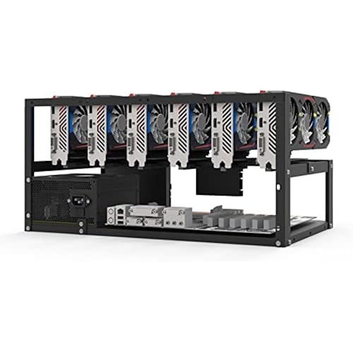 6 GPU Mining Rig Frame Case Stackable Open Air Miner Computer Rack with 4 Fan Slots for ATX Motherboard and Graphics Card (Black)