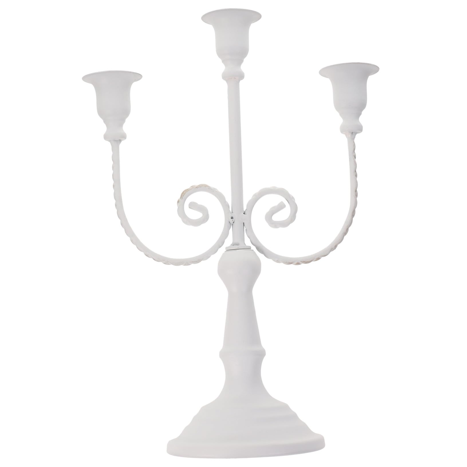 Candelabro in Ferro Stile Europeo a 3 Braccia Bianco Decorazione Staccabile per Tavolo Ambiente Halloween e Ringraziamento