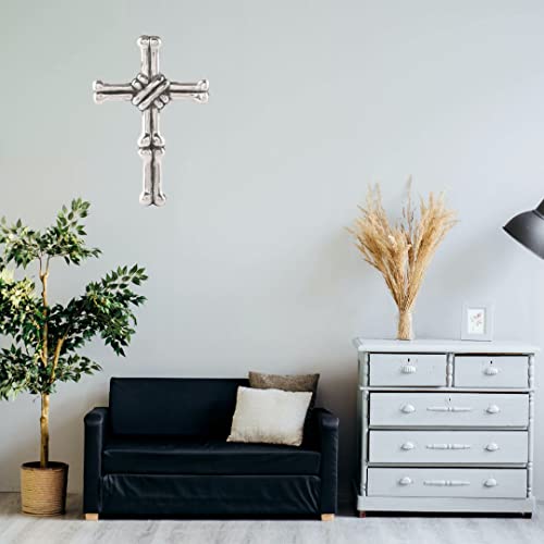 Purestory Decorative Wall Cross Metal Decorations For Home.religious Metal Hanging Cross Wall Decor.metal Cross Wall Decor Art For Home - 10 X 6.7 Inch - Silver/Black #TOP6