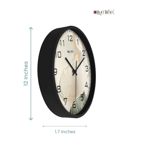 Image of Olive Tree Wall Clock 12 inch Decorative Plastic Wall Clock TIK-TIK Movement Classic Battery Operated Round Easy to Read for Room /Home /Kitchen /Bedroom /Office /School - 9055