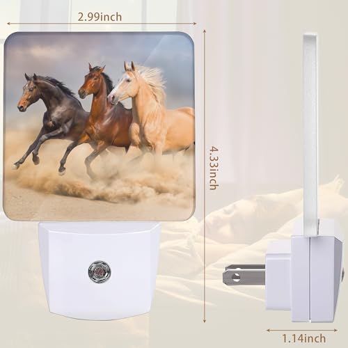 Image of YASHILAIYA Running Herd Horse Night Light,Plug-in Dusk to Dawn Sensor Nightlights for Bedroom Bathroom Hallway Stairs for Boys Girls