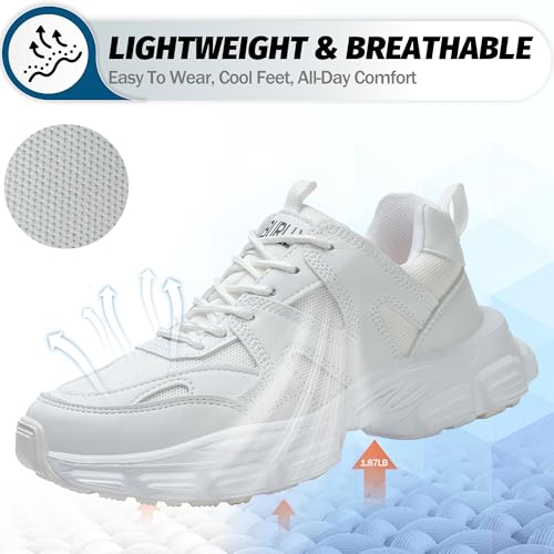 Image of Breathable Steel Toe Sneakers for Women Lightweight Puncture Proof Work Shoes Non Slip Safety Tennis Shoes Comfortable for Construction Industrial Warehouse
