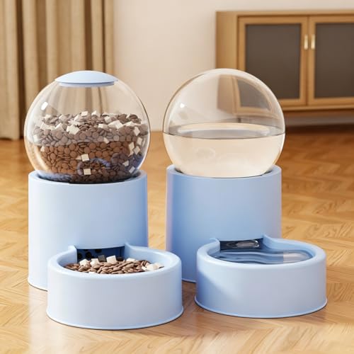 Image of Automatic Gravity Cat Feeder Water Dispenser Two-piece Set