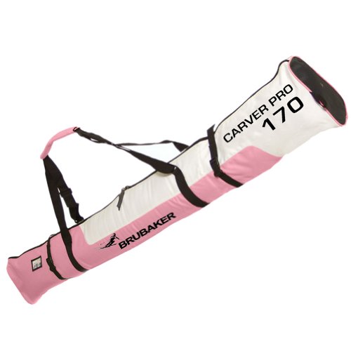 BRUBAKER 'Carver Pro 1.0' Bolsa Porta Esquís - Bolsa Deporte De Nieve para Transportar Un Par De Esquís Y Bastones - Rosa/Blanco - 170 cms.