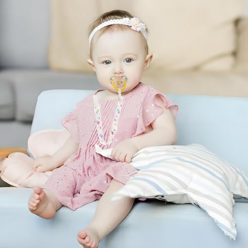 Image of SNOWIE SOFT 2Pcs Silicone Pacifier Clip Chains with Safe Pacifier Clips, BPA-Free, Baby Soother Link Straps for Boys & Girls, Prevents Dropping