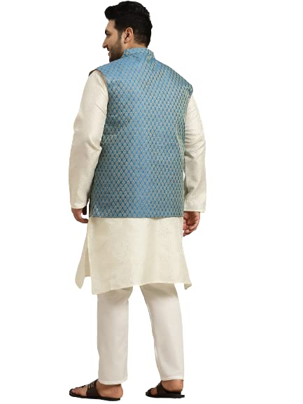 Image of SOJANYA Men Kurta Pyjama With Nehru Jacket