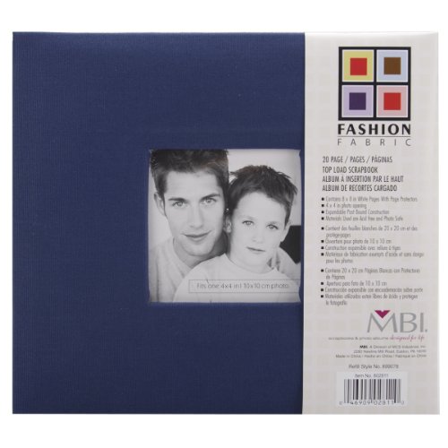 Álbum de fotos post bound de tela MBI Fashion, 8x8 pulgadas, color azul miniatura 1