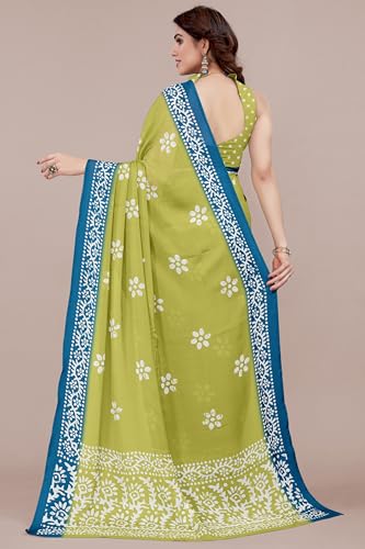 Image of MIRCHI FASHION Saree for Woman Chiffon Batik Printed | Lightweight Daily Wear Women's Office Sari with Blouse Piece (Available in 40 Colours)