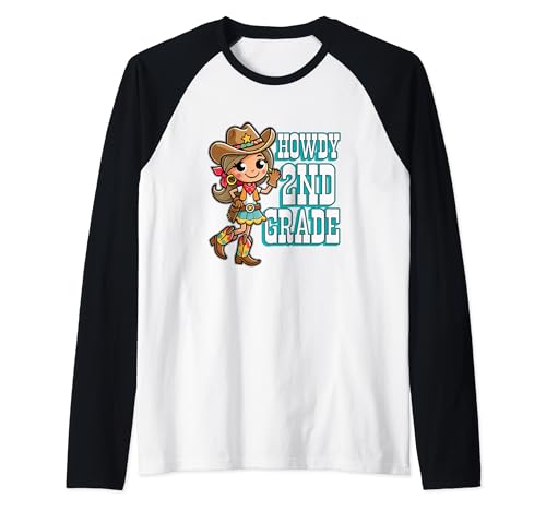 Howdy 2nd Grade Cute Cowgirl Teacher Mom Raglan Baseball Tee