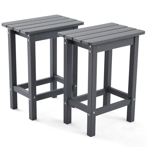 AXMOLM HDPE 2 Piece Outdoor Bar Height Stools, All-Weather Patio