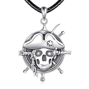 Pirate Skull Necklace Sterling silver Skull Pirate Necklace Viking Pendant Jewelry for Men Women