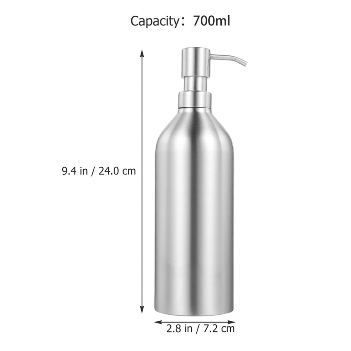 BESTOYARD Dispensador de Jabón Recargable de Acero Inoxidable 700ml Bomba Ergonómica Fácil de Presionar, Pack de 2 Botellas para Uso Doméstico o Hotel