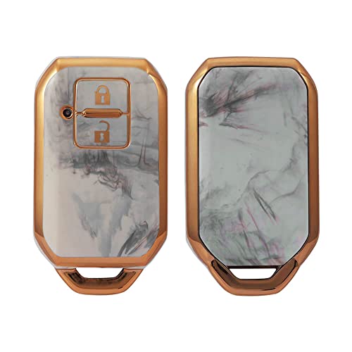 Image of Keycare TPU Key Cover Compatible for: Victoris, Glanza, Urban Cruiser Hyryder Smart Key (Marble Finish)