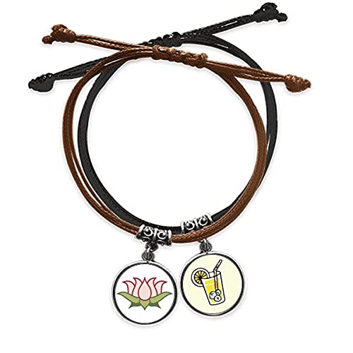 Bracelet cuir et corde Lotus Bouddhisme en Chine aux finitions artisanales