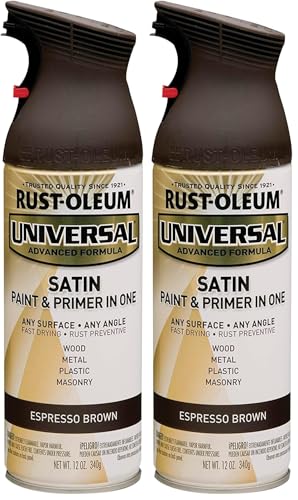 Image of Rust-Oleum 247570 Universal All Surface Spray Paint, 12 oz, Satin Espresso Brown (Pack of 2)