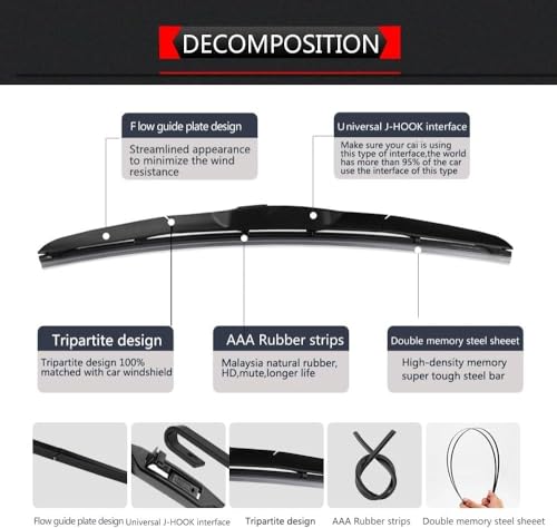 Kit de balais d'essuie-glace Mazda 3 BL Hatchback 2010 2011 2012 2013 - 8