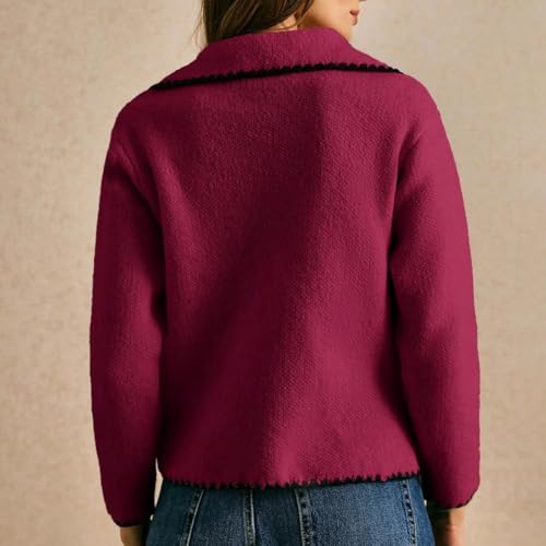 Women Lapel Collar Striped Color Block Pullover Sweater Casual Long Sleeve Drop Shoulder Split Side Sweater Tops4