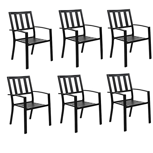 Mfstudio 6 Piece Patio Dining Metal Chairs,Outdoor Wrought Iron Seating Stackable Bistro Chairs - Supports 301 Lbs,(Black) #TOP3