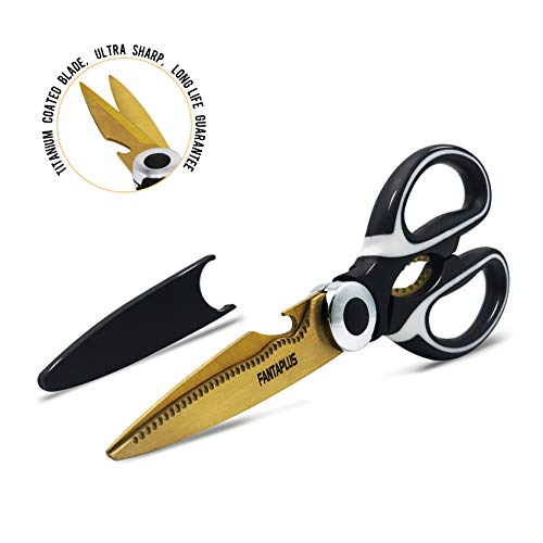 FANTAPLUS Kitchen Shears, Fish Cutting Scissors, Ultra Sharp Heavy Duty Scissors Anti-rust Titanium