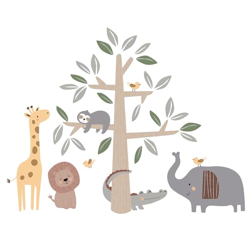 Image of Jungle Story Safari Elephant/Tree Nursery Wall Decals/Stickers