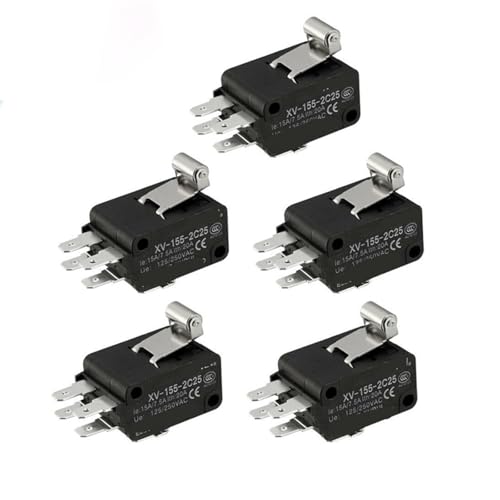 Micro interrupteur de fin de course à levier à rouleau 6 bornes pour circuits électriques, lot de 5