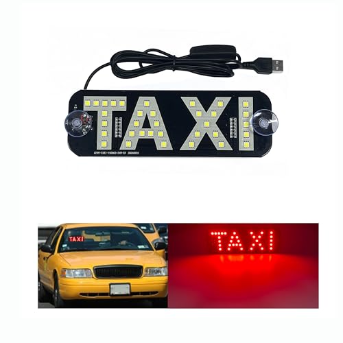 Kingshowstar - Letreros de luz LED para taxi, luces LED rojas, para parabrisas de coche, cabina LED, ventosas, gancho en la ventana del coche, enchufe USB