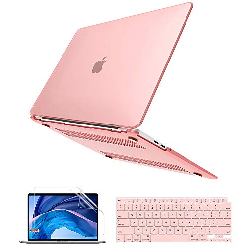 B BELK MacBook Air 13 Case 2020 2019 2018 Release A2179 A1932, Ultra Slim Plastic Hard Shell Cover with Keyboard Cover & Screen Protector for Mac Air 13.3 with Retina & Touch ID, Pink