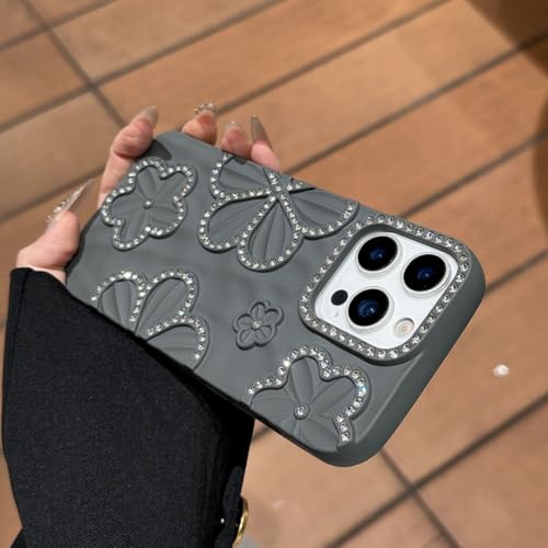 Coque iPhone 14 antichoc de luxe grise au design squelette et papillon premium