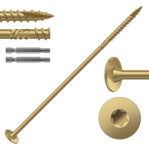 Image of #14 x 7 Inch Outdoor Structural Wood Deck Screws (160Pcs /10lb), Carbon Steel, Tan, Flat Head, Rust Resistant Epoxy Coated, T30 Star Bit