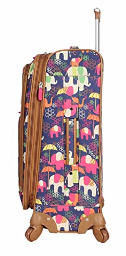 Lily Bloom Luggage 24" Expandable Design Pattern Suitcase With Spinner Wheels For Woman (24in, Elephant Rain)3