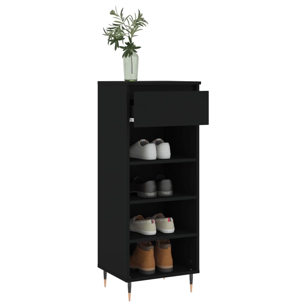 Stojak na buty ze sklejki Czarny 40x36x105 cm