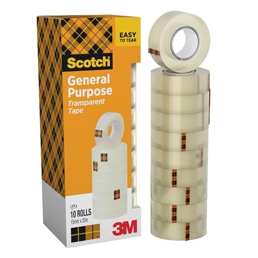 Scotch Cinta Adhesiva Transparente - 10 rollos - 15mm x 33m - Cinta Adhesiva para Uso General para el Colegio, el Hogar y la Oficina