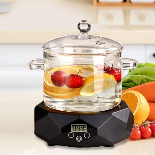 2L Clear Simmer Potpourri Pot with Lid 67OZ Glass Saucepan with Cover Glass Pots Set for Cooking On Stove Handmade Glass Cookware Set Cooktop Safe for Milk,Pasta Noodle, Soup by COBKSXUEP - Image 5