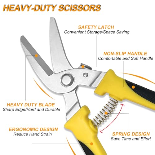 Ftecybo 8 Inch Heavy Duty Scissors, Multifunction Shears For Cutting Cable Wires, Cardboard thumb #3