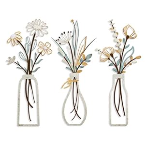Pigort 3 Pieces Metal Flowers Wall Arts &#821...