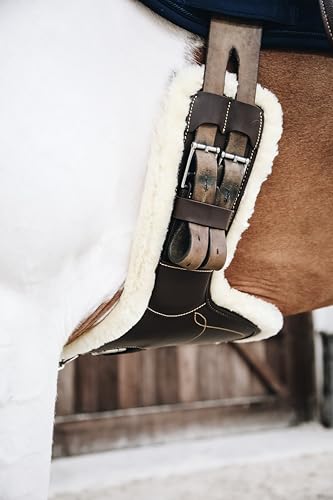Sangle bavette courte mouton choco 70 cm évite les blessures de sangle