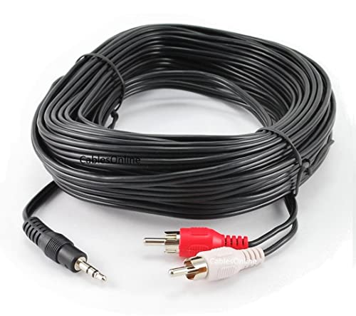 CablesOnline 50ft 3.5mm Stereo Male Plug to 2-RCA Male Plugs Audio Cable (AV-050)