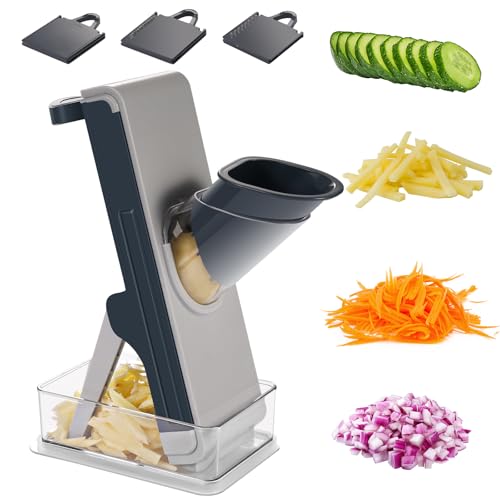 Safe mandoline slicer for kitchen, FEICO multifunctional vegetable cutter mandolin chopper for vegetable veggie potato