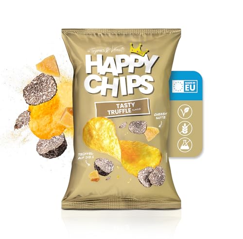 Happy Chips by Trymacs & Knossi® (10x 150g) Tasty Truffle | Limited Edition | Extra knusprig | Trüffel Chips Grosspackung | Party Box | Snackbox | Salzige Snacks | Knabberbox