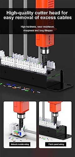 Image of Impact Punch Down Tool, Network Wire Stripper, Multifunctional Stripping Cutter Hand Tool for All Types of 110 Modules /Type Cable (HT-341B - Orange)
