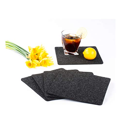 StoffTex Lot de 4 dessous de verre en feutre de 5 mm d'épaisseur - Forme carrée - Gris foncé Cover