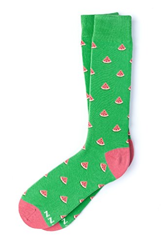  One In A Melon  Men s Watermelon Hipster Novelty Crew Carded Cotton Food Socks (1 Pair)