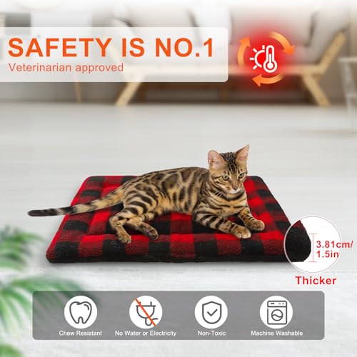 BEAUTYZOO-Self-Warming-Cat-Bed-Self-Heating-Cat-Pad-28-x-19-inch-Double-Sided-Heated-Cat-Dog-Mat-Soft-Thermal-Blanket-for-Indoor-Outdoor-Large-Kittens-Small-Puppy-Pets-Washable-Buffalo-Red