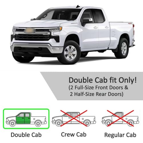 Image of Rain Guards for 2019-2026 Chevy Silverado /GMC Sierra 1500 Double /Extended Cab, 2020-2026 Silverado /Sierra 2500HD 3500HD Out-Channel Window Visor Shields Vent Deflector Shade Wind Dark Smoke, 4PCS