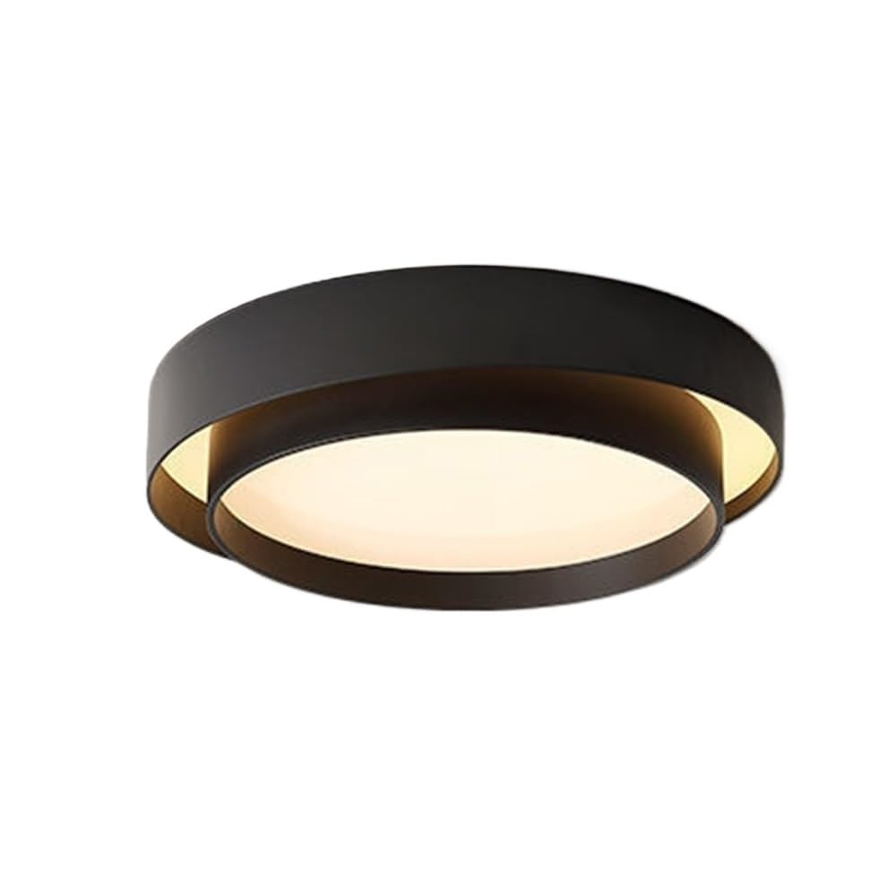 LUOYAOB Modern Minimalist 15.7in Layered Ring Design Ceiling Lights Acrylic Shade Flush Mount Ceiling Lamp Iron Body 3-Color Dimmable Ceiling Light Fixture for Bedroom Living Room Study Office(Black)